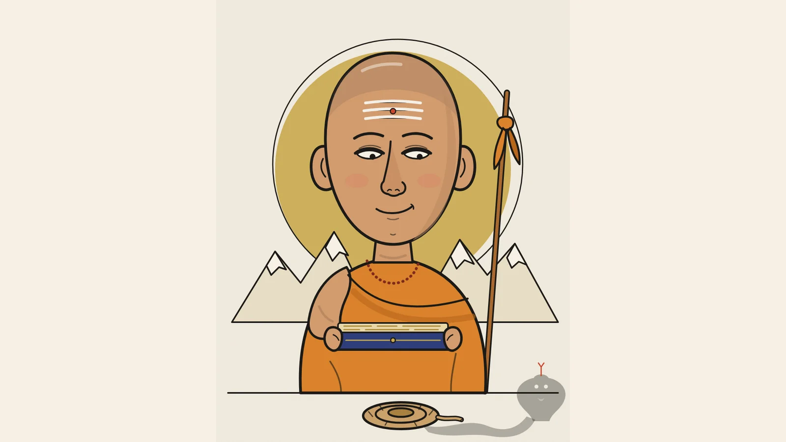 Adi Shankaracharya, original caricature illustration