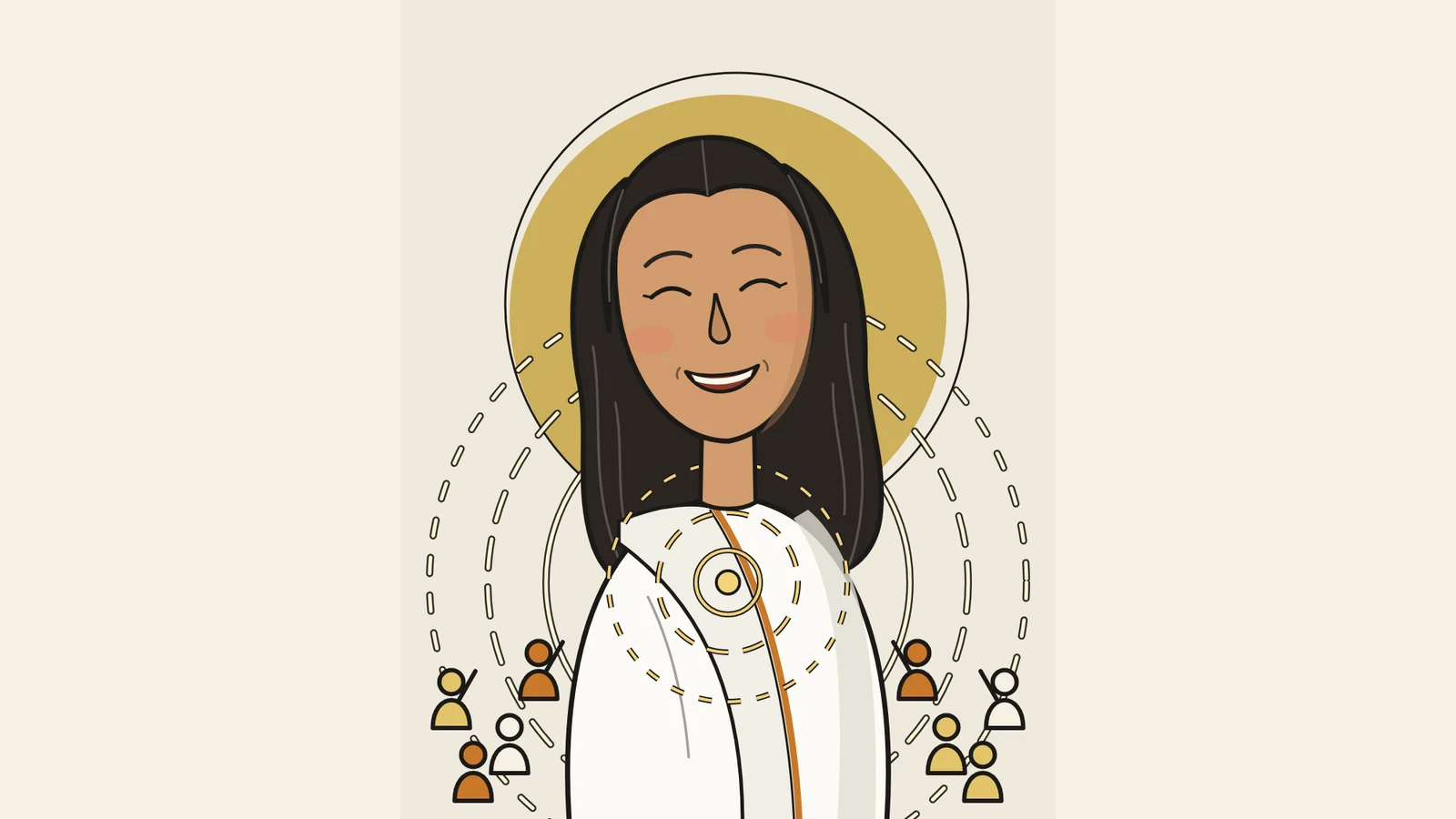 Anandamayi Ma, original caricature illustration