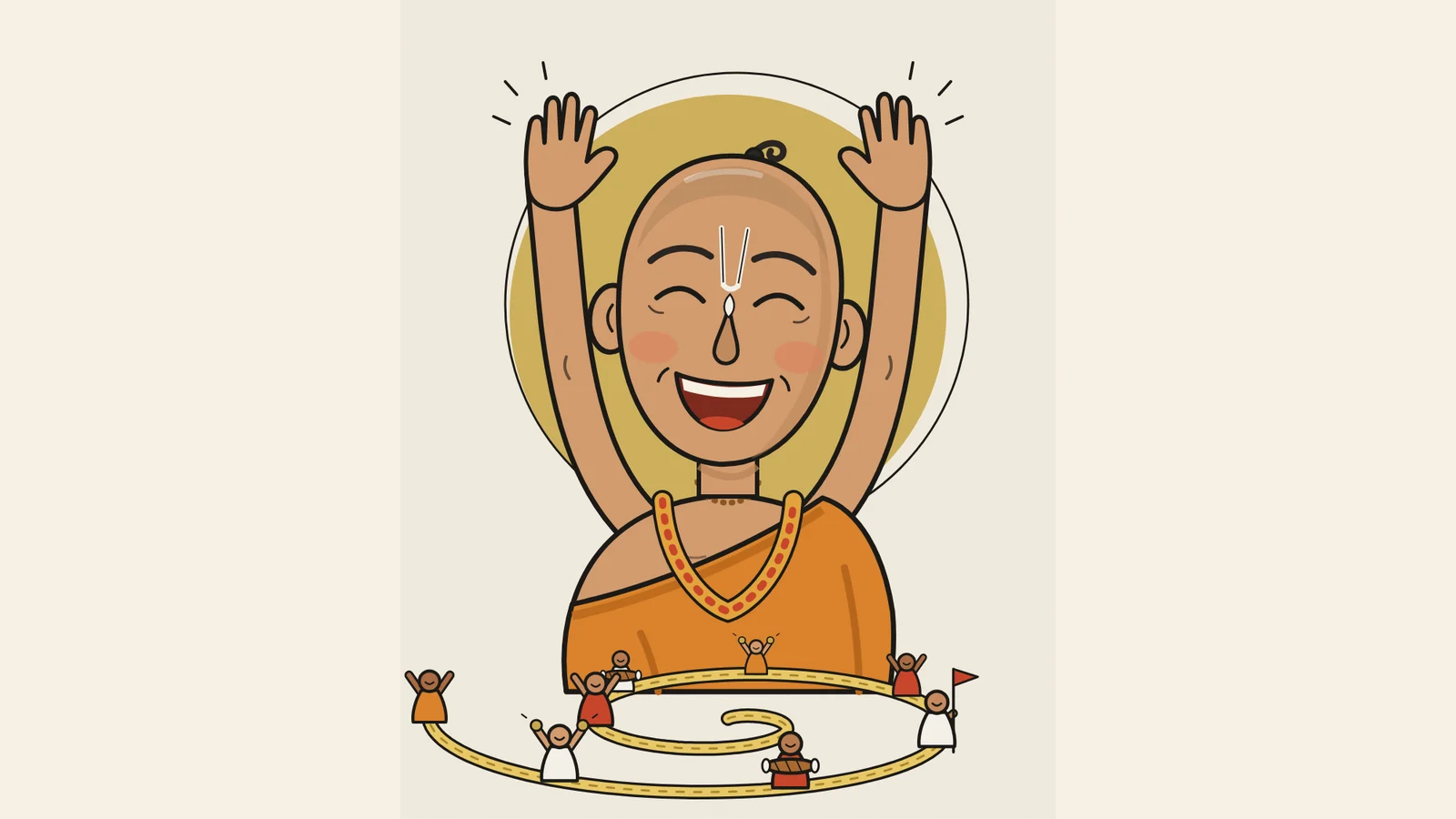 Chaitanya Mahaprabhu, original caricature illustration