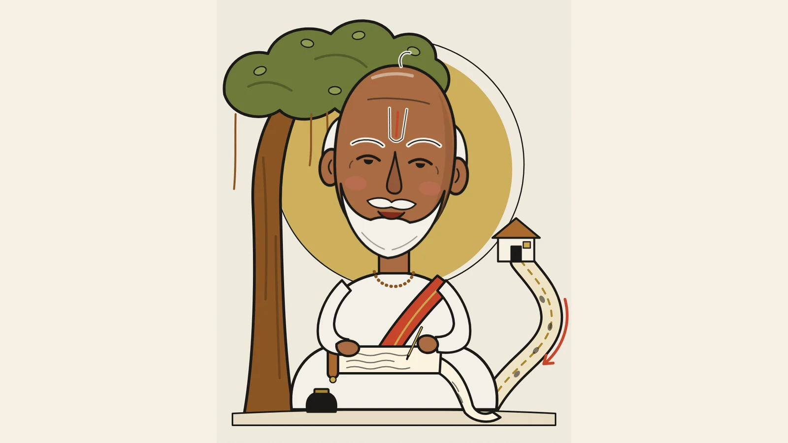 Goswami Tulsidas, original caricature illustration