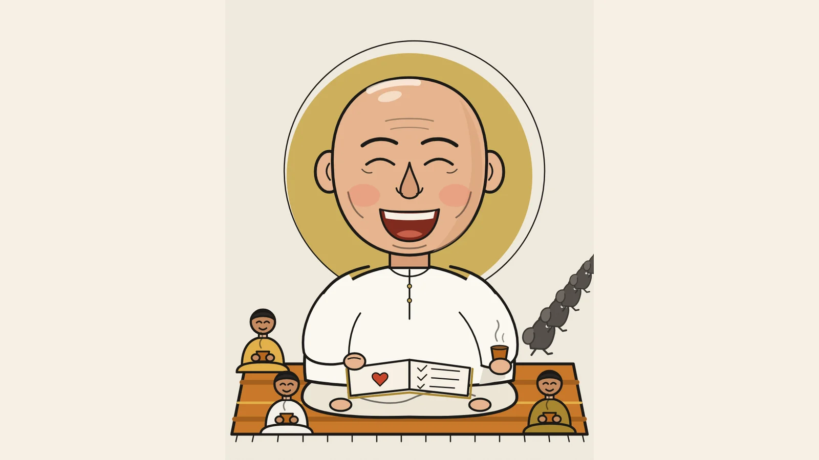 Guruji of Chhattarpur, original caricature illustration