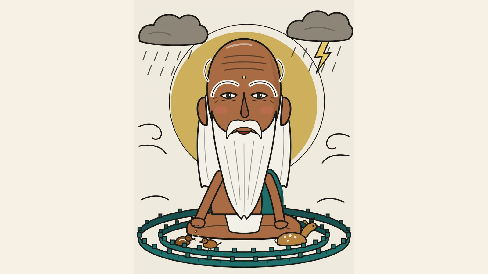 Baba Loknath, original caricature illustration
