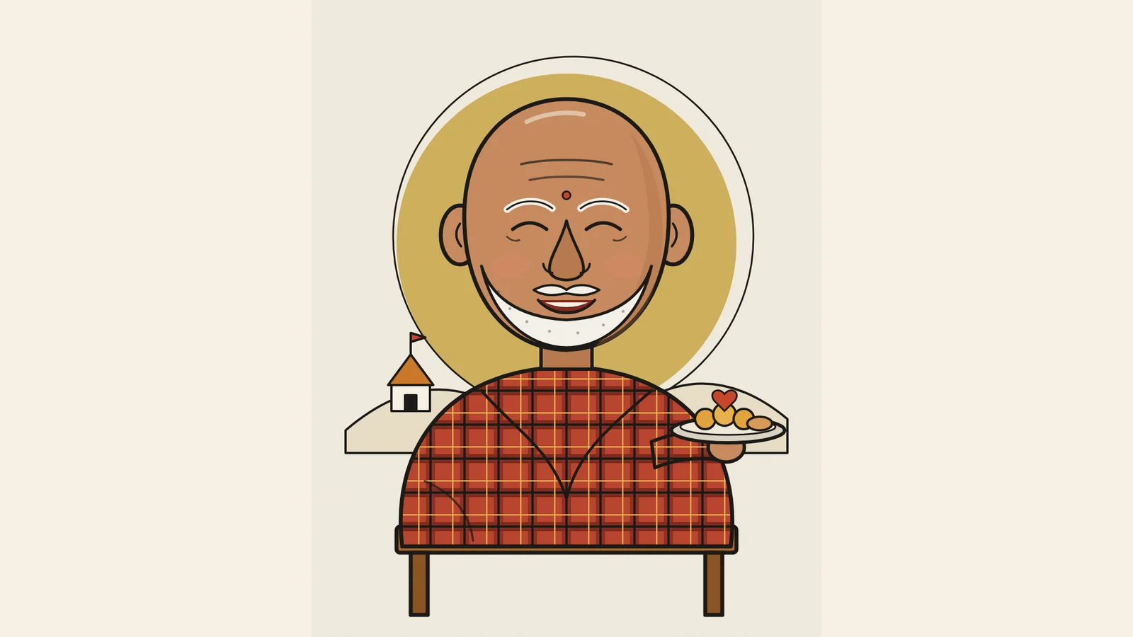 Neem Karoli Baba, original caricature illustration