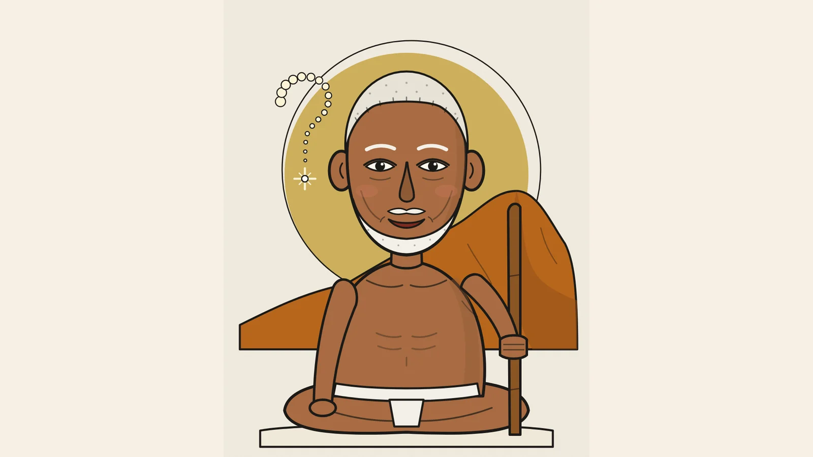 Ramana Maharshi, original caricature illustration