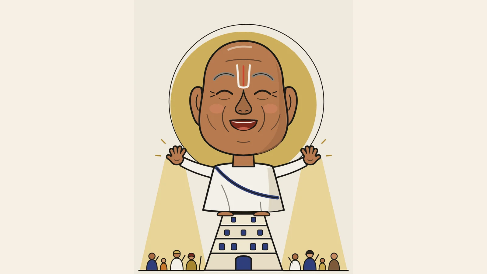 Ramanujacharya, original caricature illustration