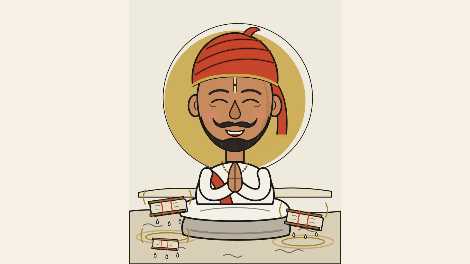 Sant Tukaram, original caricature illustration