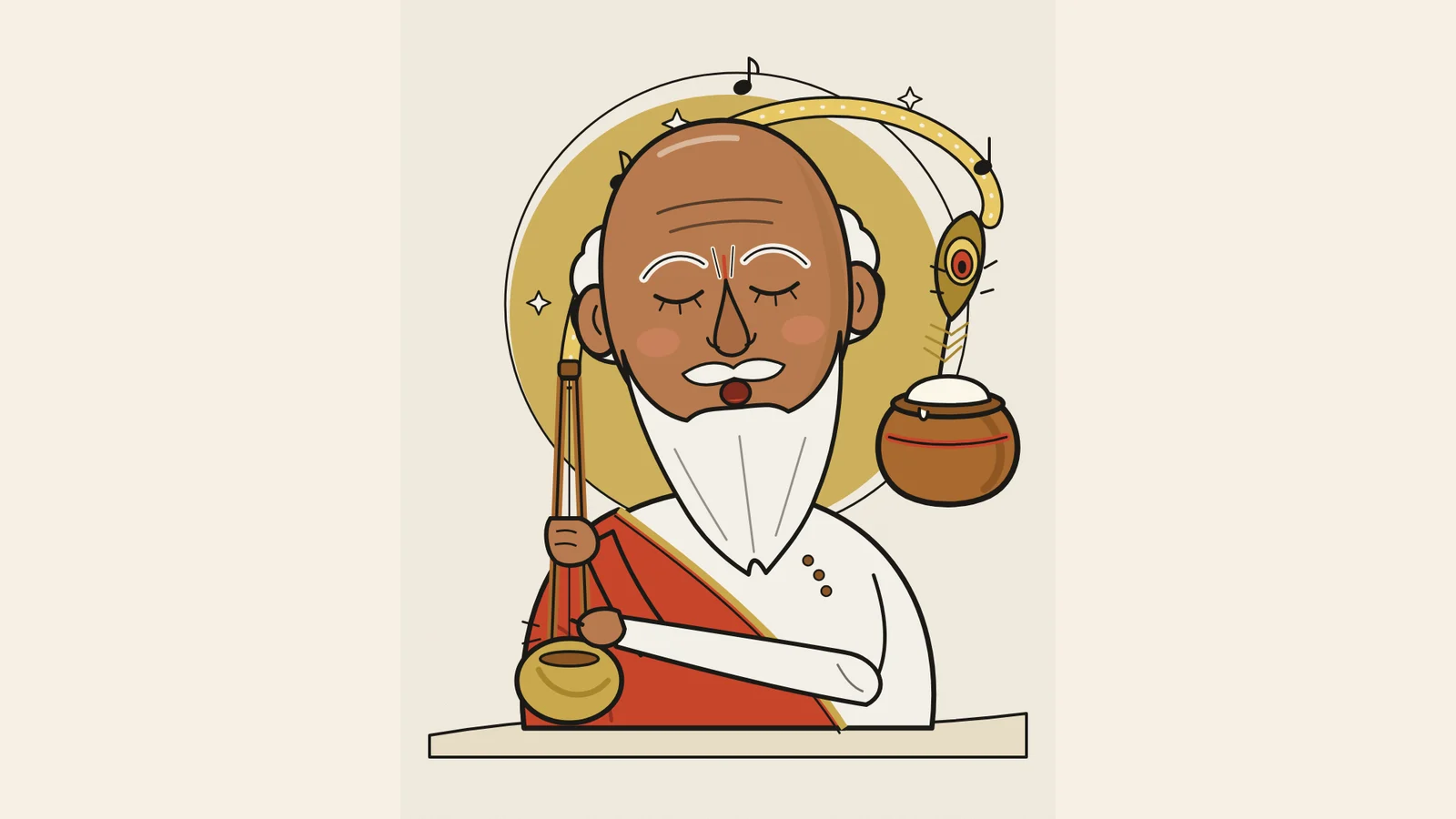 Sant Surdas, original caricature illustration