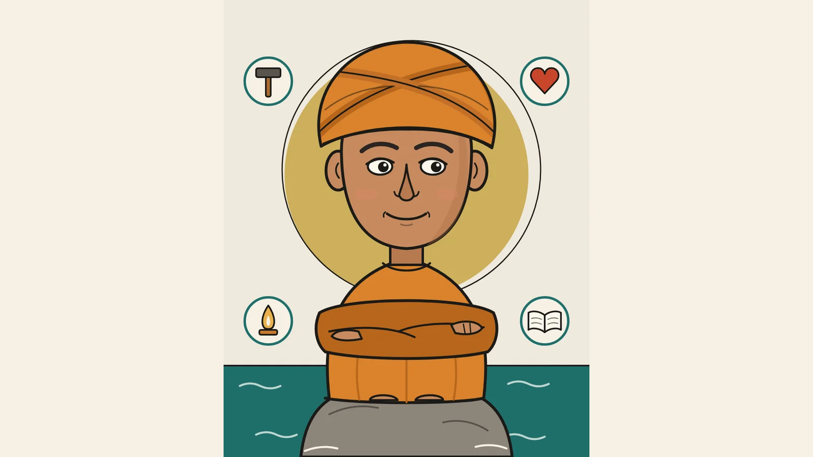 Swami Vivekananda, original caricature illustration