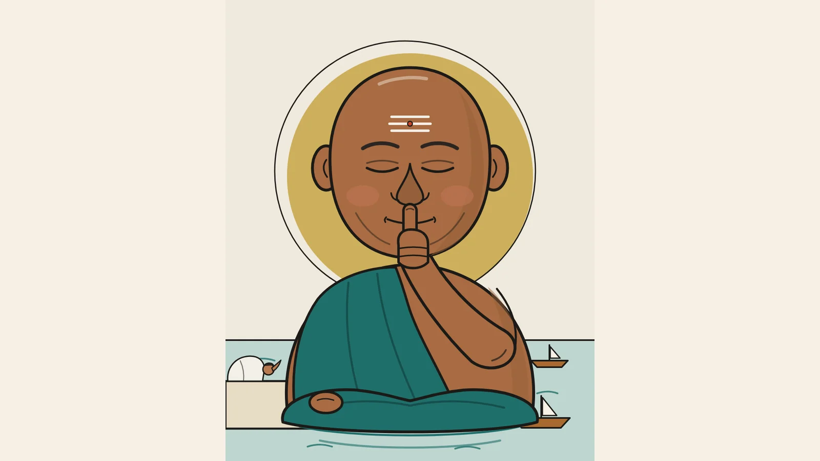 Trailanga Swami, original caricature illustration